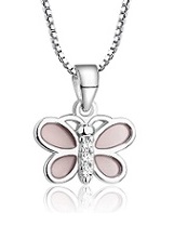 teeny lovely sparkling butterfly silver baby necklace